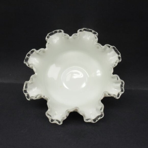 Fenton Art Glass Silver Crest SPANISH LACE 10 Inch Ruffled Edge Bowl - Picture 2 of 6